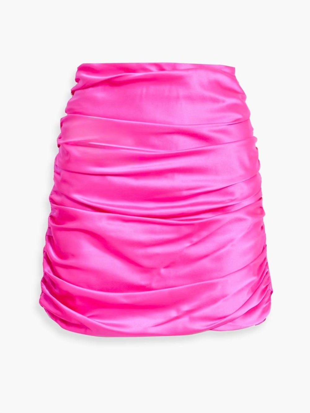 NWT Michelle Mason ‘Ruched Silk-Satin Mini Skirt’ in “Bright Pink” Size 8